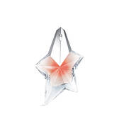 The Mugler Angel Blush star bottle 50 ml, featuring a nude heart and a shimmering silver cap, isolated on a white background.