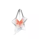 The Mugler Angel Blush star bottle 50 ml, featuring a nude heart and a shimmering silver cap, isolated on a white background.