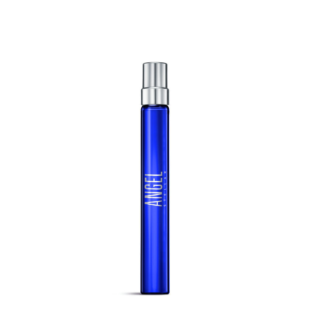 Angel Stellar Eau de Parfum bottle standing up against a white background