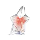 The Mugler Angel Blush star bottle 100 ml, featuring a nude heart and a shimmering silver cap, isolated on a white background.