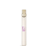 Mugler Alien Pulp Eau de Parfum, clear glass bottle with a vibrant pink-to-clear gradient, gold cap, standing upright.