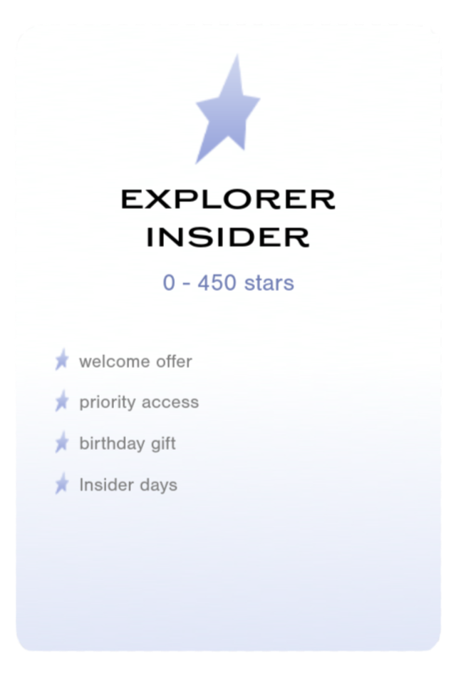 Graphic showing three loyalty tiers: Explorer Insider, Extraordinary Insider, and Iconic Insider, each marked with a blue star icon.