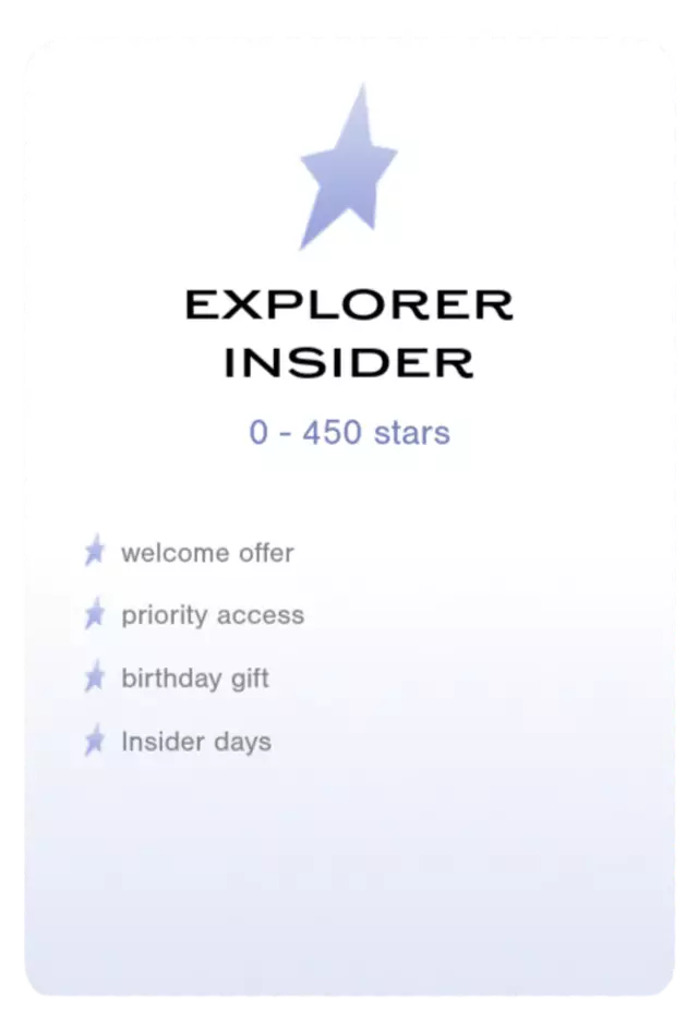 Graphic showing three loyalty tiers: Explorer Insider, Extraordinary Insider, and Iconic Insider, each marked with a blue star icon.