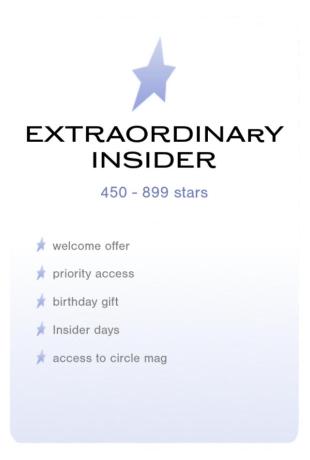 Graphic showing three loyalty tiers: Explorer Insider, Extraordinary Insider, and Iconic Insider, each marked with a blue star icon.