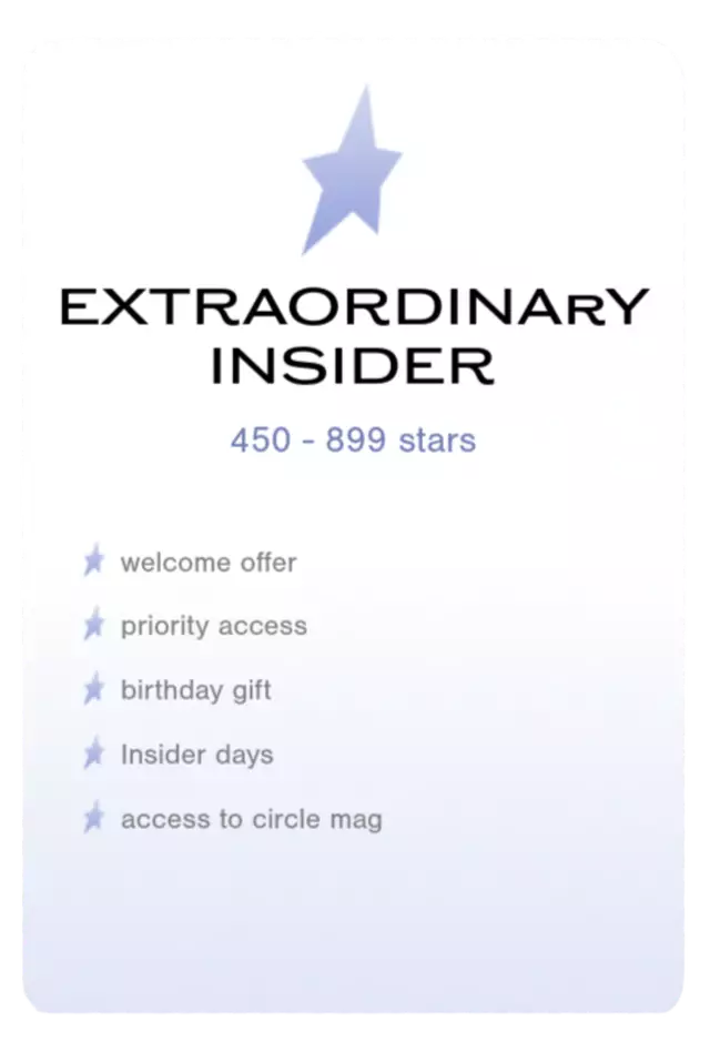 Graphic showing three loyalty tiers: Explorer Insider, Extraordinary Insider, and Iconic Insider, each marked with a blue star icon.