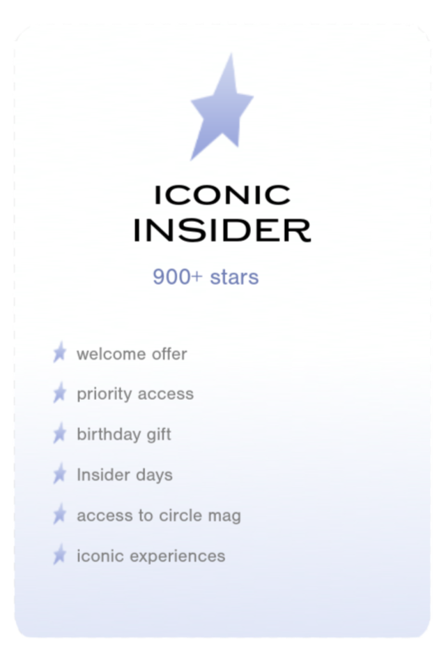 Graphic showing three loyalty tiers: Explorer Insider, Extraordinary Insider, and Iconic Insider, each marked with a blue star icon.