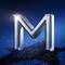 Shiny, metallic letter "M" on a deep blue background with a sparkle effect.
